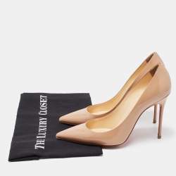 Christian Louboutin Beige Patent Leather Pigalle Pumps Size 37.5