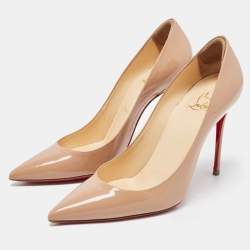Christian Louboutin Beige Patent Leather Pigalle Pumps Size 37.5
