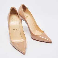 Christian Louboutin Beige Patent Leather Pigalle Pumps Size 37.5