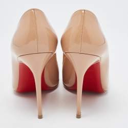 Christian Louboutin Beige Patent Leather Pigalle Pumps Size 37.5