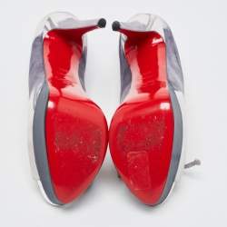 Pre Owned Christian Louboutin Tricolor Nubuck Peep Toe Pumps Size 39.5