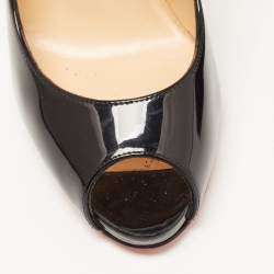 Pre Owned Christian Louboutin Black Patent Very Prive Pumps Size 38