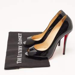 Pre Owned Christian Louboutin Black Patent Very Prive Pumps Size 38