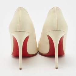 Pre Owned Christian Louboutin Cream Satin Cristacora Pumps Size 38