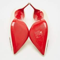 Pre Owned Christian Louboutin Cream Satin Cristacora Pumps Size 38