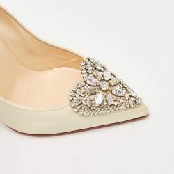 Pre Owned Christian Louboutin Cream Satin Cristacora Pumps Size 38