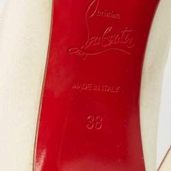 Pre Owned Christian Louboutin Cream Satin Cristacora Pumps Size 38