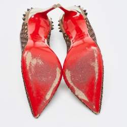 Pre Owned Christian Louboutin Two Tone Mesh and Leather Guni Pumps Size 38