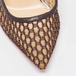 Pre Owned Christian Louboutin Two Tone Mesh and Leather Guni Pumps Size 38