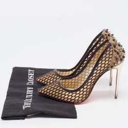 Pre Owned Christian Louboutin Two Tone Mesh and Leather Guni Pumps Size 38