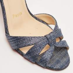 Pre Owned Christian Louboutin Blue Lurex Fabric Trezuma Sandals Size 36.5