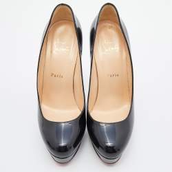 Pre Owned Christian Louboutin Black Patent Leather Bianca Platform Pumps Size 39.5