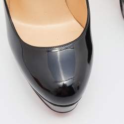 Pre Owned Christian Louboutin Black Patent Leather Bianca Platform Pumps Size 39.5