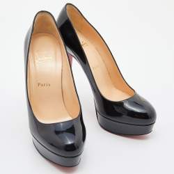 Pre Owned Christian Louboutin Black Patent Leather Bianca Platform Pumps Size 39.5