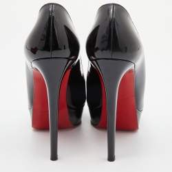 Pre Owned Christian Louboutin Black Patent Leather Bianca Platform Pumps Size 39.5