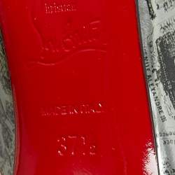 Pre Owned Christian Louboutin Metallic Grey Paris Map Print Leather Kate Pumps Size 37.5