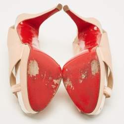 Christian Louboutin Pink Satin Open Toe Platform Slingback Sandals Size 38