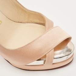 Christian Louboutin Pink Satin Open Toe Platform Slingback Sandals Size 38