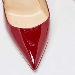 Christian Louboutin Red Patent Leather Pigalle Pointed Toe Pumps Size 35.5