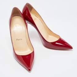 Christian Louboutin Red Patent Leather Pigalle Pointed Toe Pumps Size 35.5