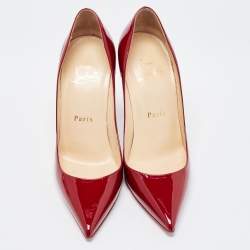 Christian Louboutin Red Patent Leather Pigalle Pointed Toe Pumps Size 35.5