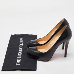 مملوكة مسبقًا Christian Louboutin Black Leather Rolando Platfom Pumps Size 37
