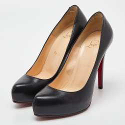 مملوكة مسبقًا Christian Louboutin Black Leather Rolando Platfom Pumps Size 37
