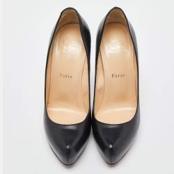 مملوكة مسبقًا Christian Louboutin Black Leather Rolando Platfom Pumps Size 37