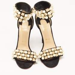 Christian Louboutin Black Suede Tudor Bal Ankle Strap Sandals Size 38
