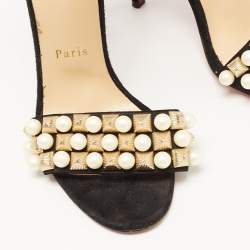 Christian Louboutin Black Suede Tudor Bal Ankle Strap Sandals Size 38