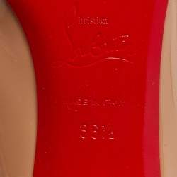 Pre Owned Christian Louboutin Beige Patent Leather Simple Pumps Size 36.5