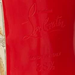 مملوكة مسبقًا Christian Louboutin Metallic Silver Glitter Leather Norina Strappy Pumps Size 38.5