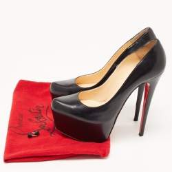 Pre Owned Christian Louboutin Black Leather Daffodile Platform Pumps Size 39