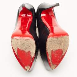 Pre Owned Christian Louboutin Black Leather Daffodile Platform Pumps Size 39