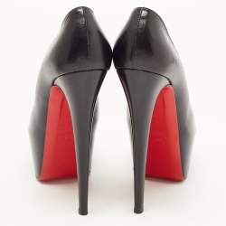 Pre Owned Christian Louboutin Black Leather Daffodile Platform Pumps Size 39
