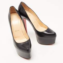 Pre Owned Christian Louboutin Black Leather Daffodile Platform Pumps Size 39