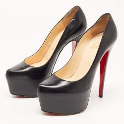 Pre Owned Christian Louboutin Black Leather Daffodile Platform Pumps Size 39