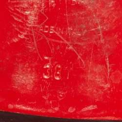 Pre Owned Christian Louboutin Black Patent Leather Dandelion Spikes Smoking Slippers Size 38