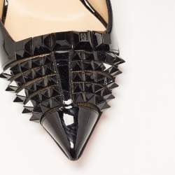 مملوكة مسبقًا Christian Louboutin Black Patent Leather And Mesh Pyrami Pumps Size 39.5