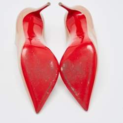 Pre Owned Christian Louboutin Beige Patent Leather Hot Chick Pumps Size 40