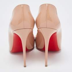 Pre Owned Christian Louboutin Beige Patent Leather Hot Chick Pumps Size 40