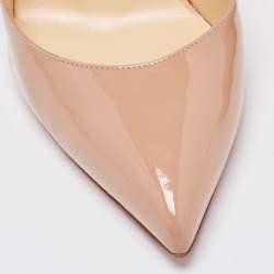 Pre Owned Christian Louboutin Beige Patent Leather Hot Chick Pumps Size 40