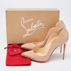 Pre Owned Christian Louboutin Beige Patent Leather Hot Chick Pumps Size 40