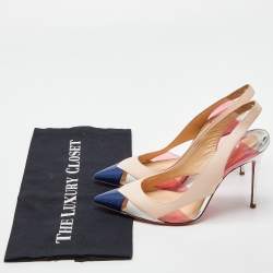 Christian Louboutin Tricolor Leather and Pvc Air Chance Slingback Sandals Size 37