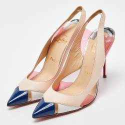 Christian Louboutin Tricolor Leather and Pvc Air Chance Slingback Sandals Size 37