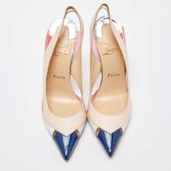 Christian Louboutin Tricolor Leather and Pvc Air Chance Slingback Sandals Size 37