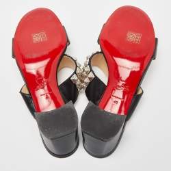 Christian Louboutin Black Leather Myriadiam Slide Sandals Size 40