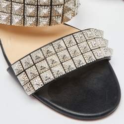 Christian Louboutin Black Leather Myriadiam Slide Sandals Size 40