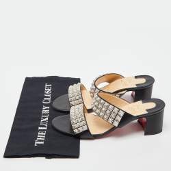 Christian Louboutin Black Leather Myriadiam Slide Sandals Size 40