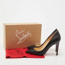 Pre Owned Christian Louboutin Black Leather Pigalle Pointed Toe Pumps Size 40